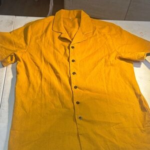 SHEIN Yellow Casual Button Down Shirt
